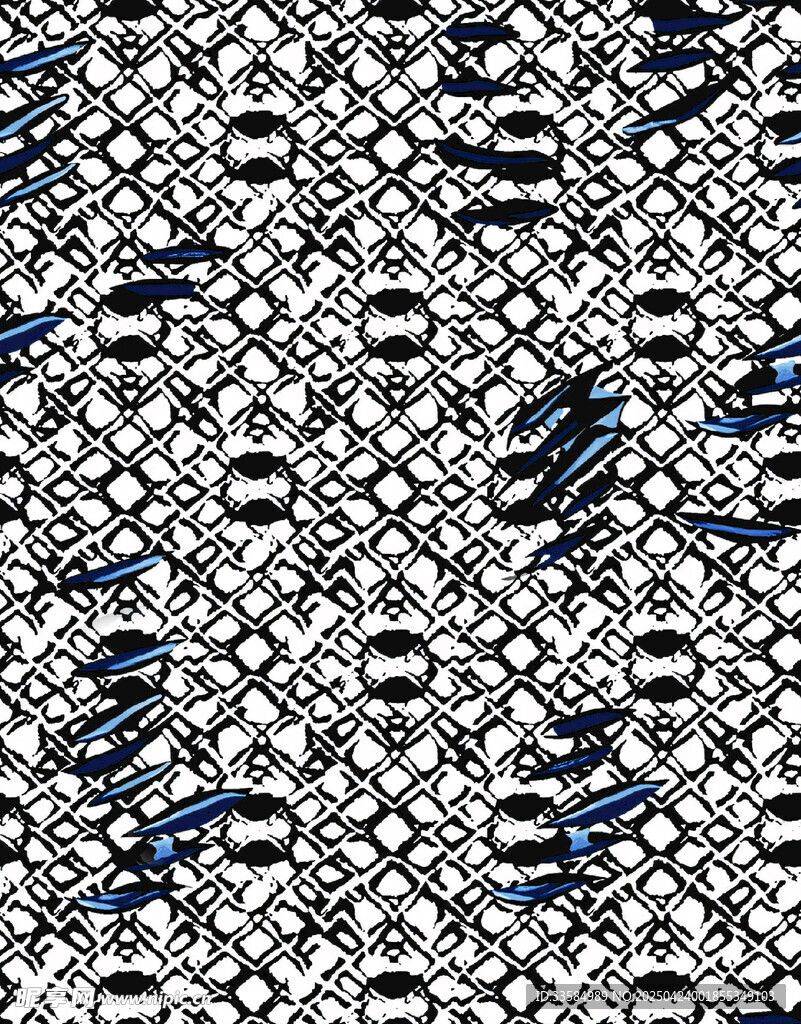 几何图案黑白蓝花纹设计