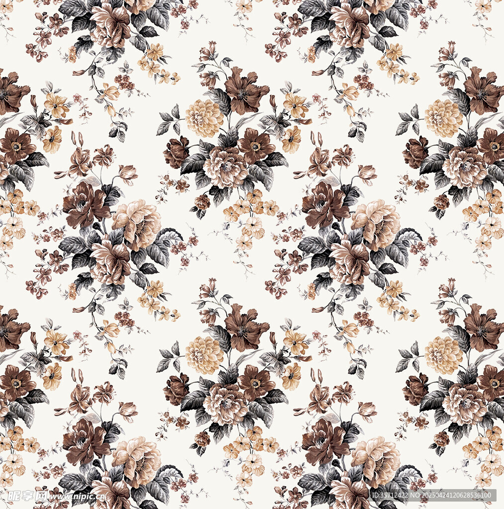 复古花卉图案布料纹理