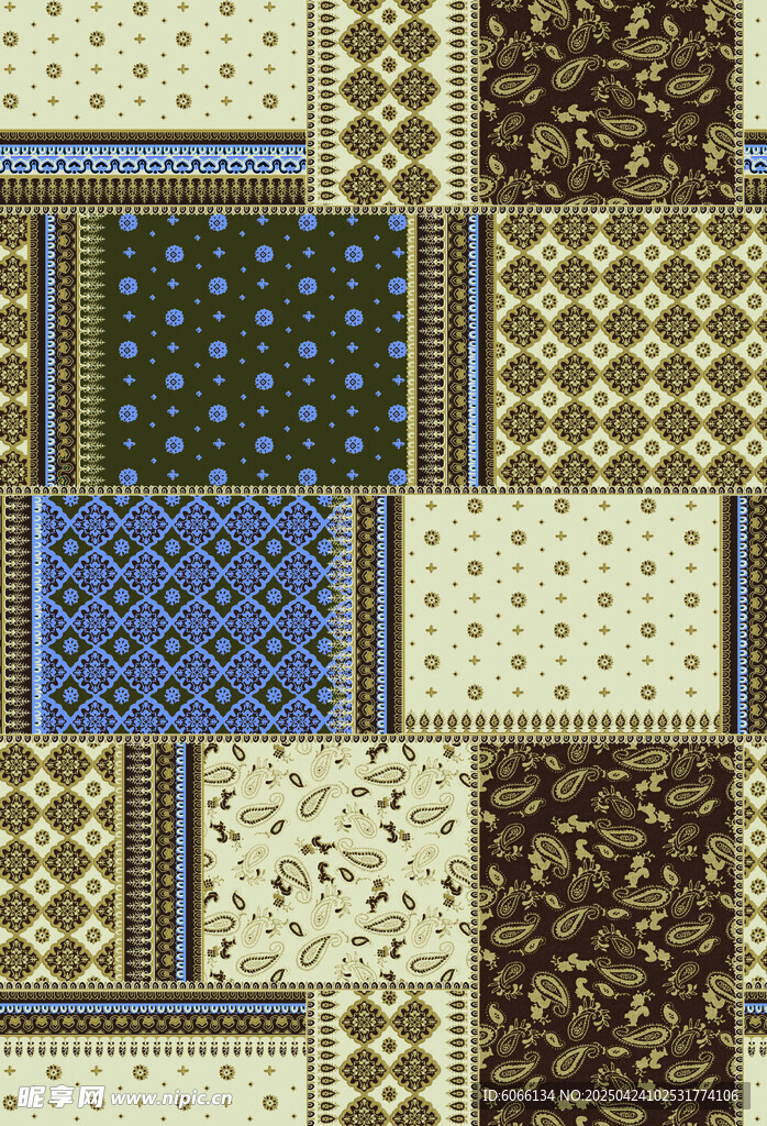 复古几何图案拼接布料