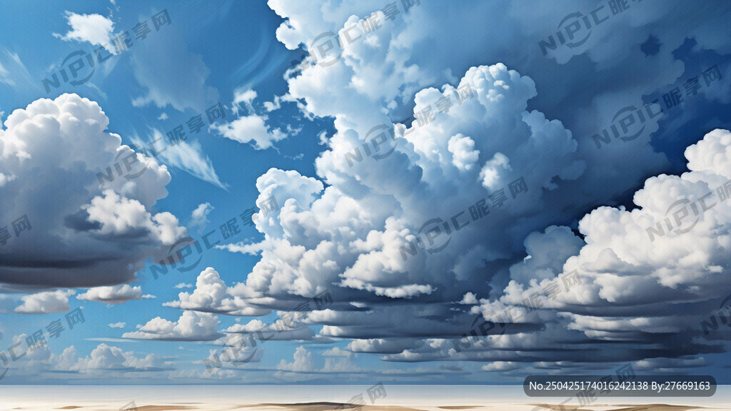 蓝天白云 画画草草 桌面背景