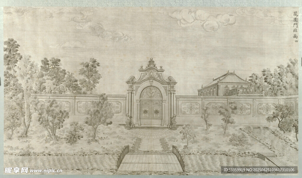 圆明园铜版画之花园门北面