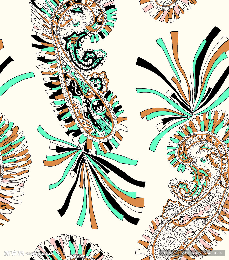 复古佩斯利花纹图案设计