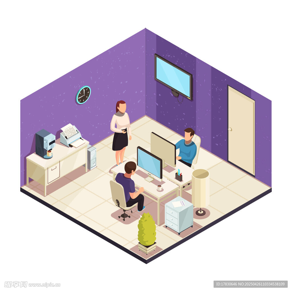 办公室内的工作场景