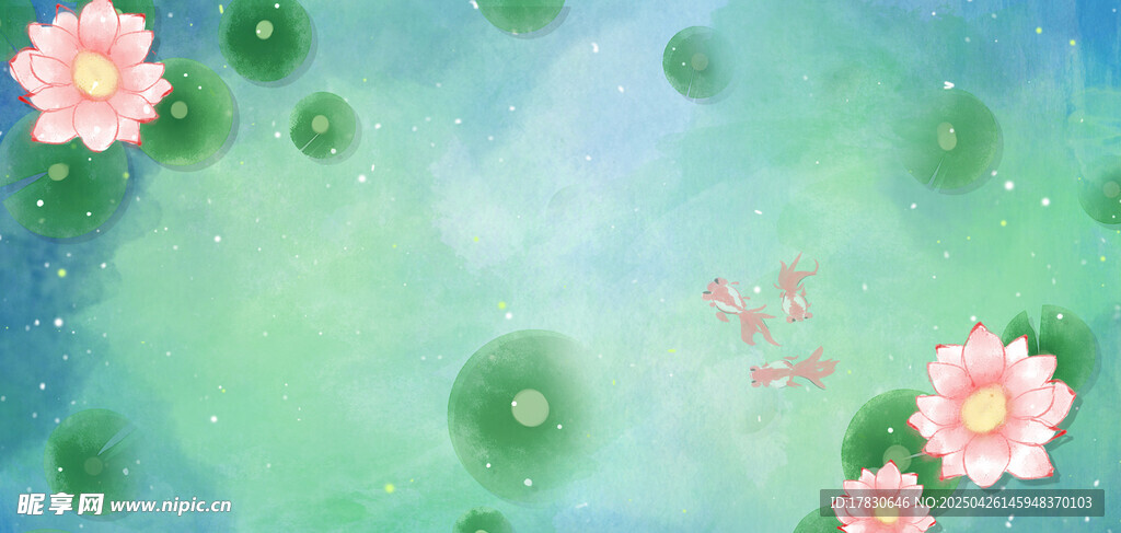 清新荷塘花卉背景图