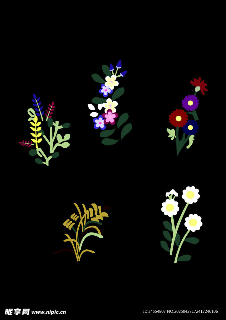 多彩刺绣花卉图案展示