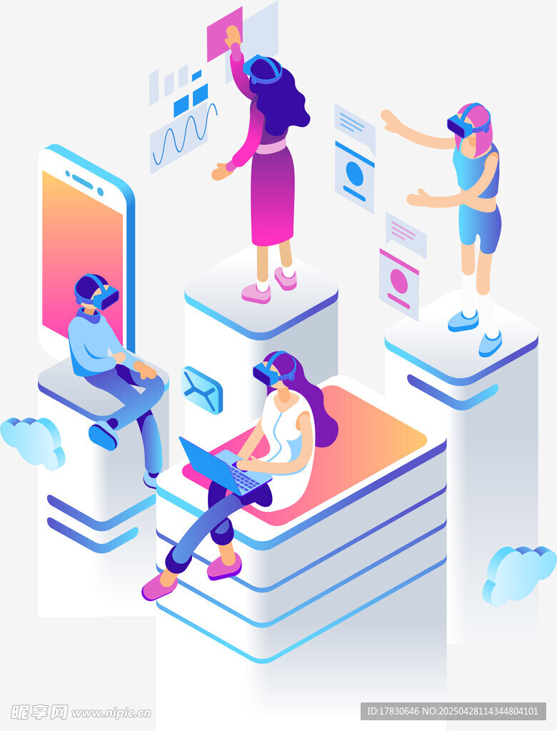 科技互动场景中的人物活动