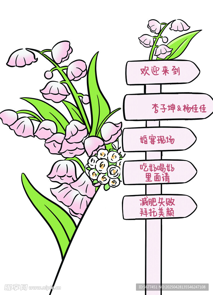 花卉指示牌指引多样花卉