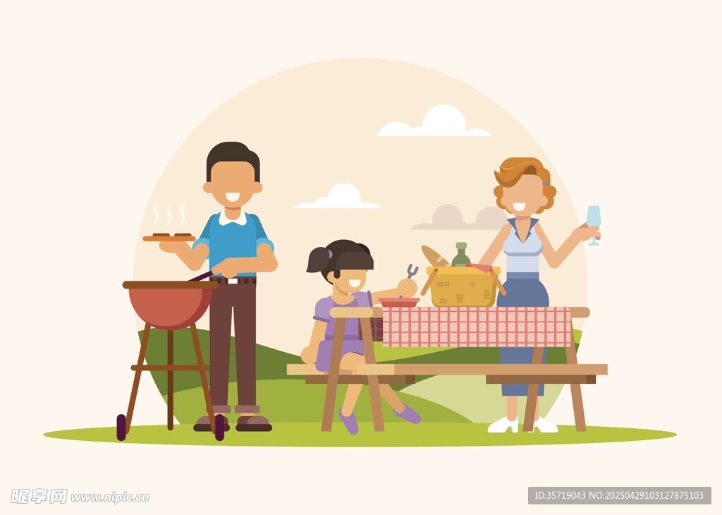 家庭户外野餐欢乐时光