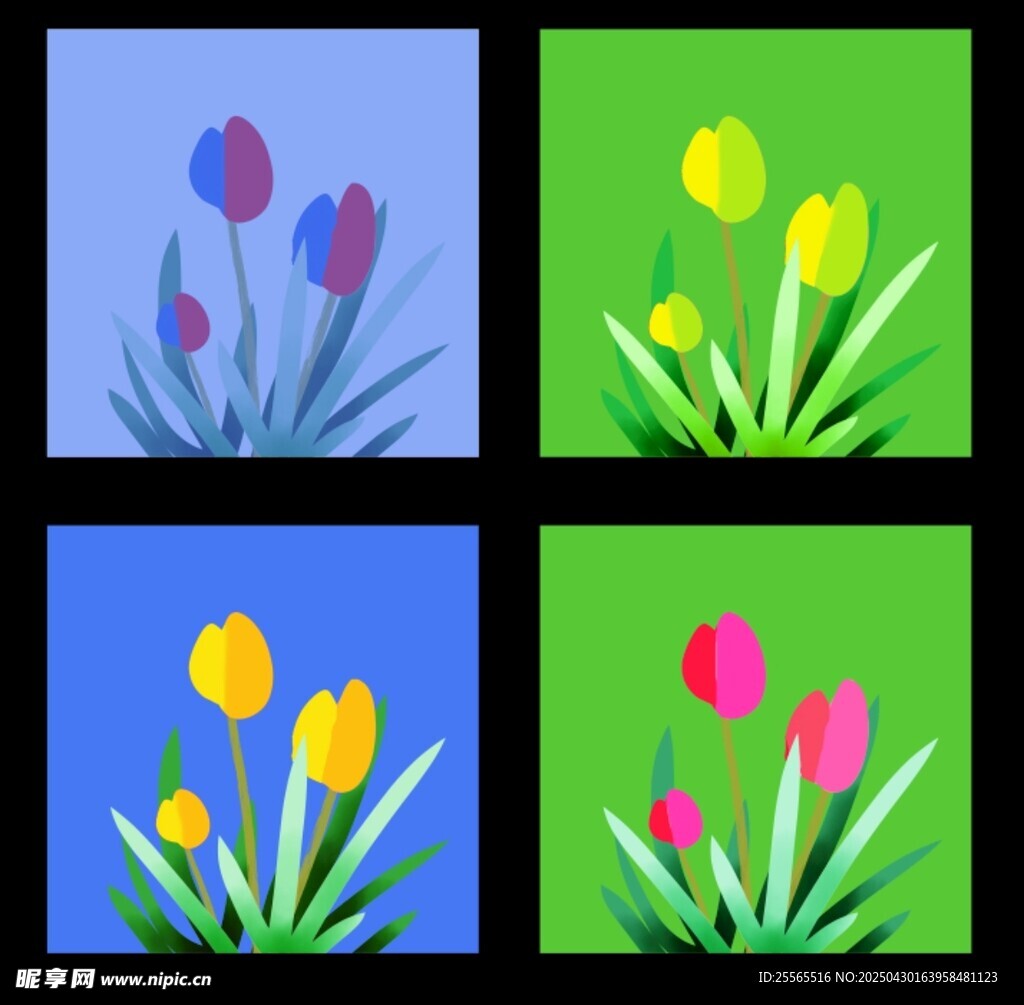 多彩郁金香花卉图案