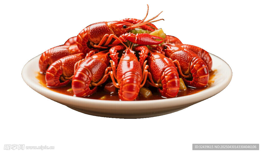美味小龙虾摆放在盘中