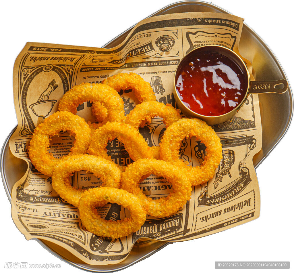 美味洋葱圈配番茄酱