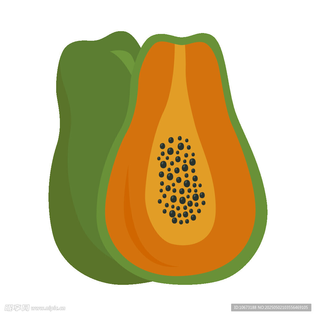 切开的木瓜插画