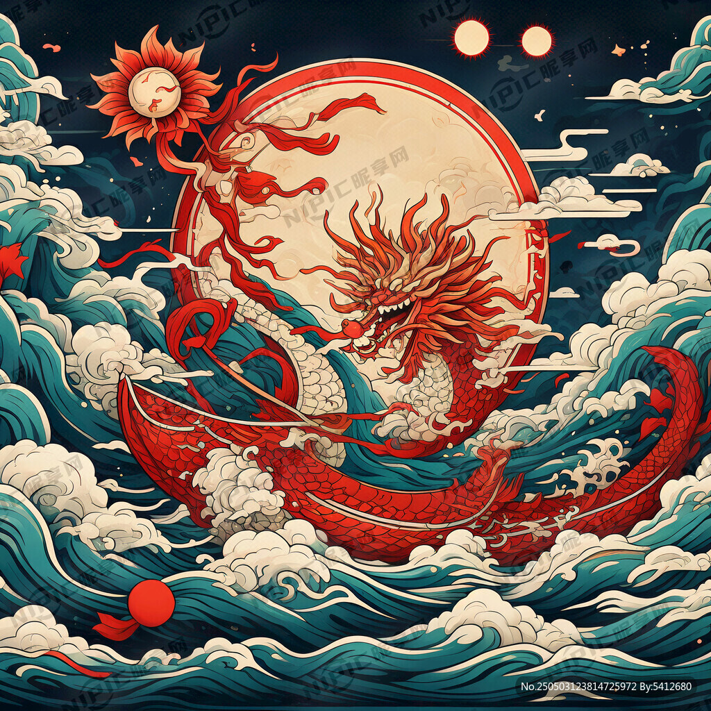 划龙舟古代线条图