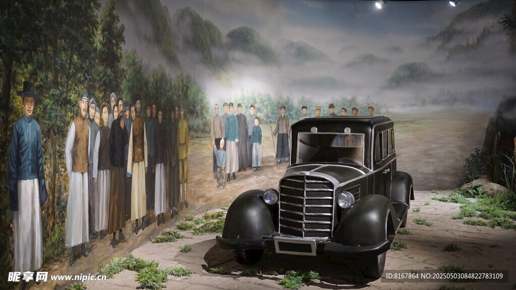 复古汽车与传统服饰场景
