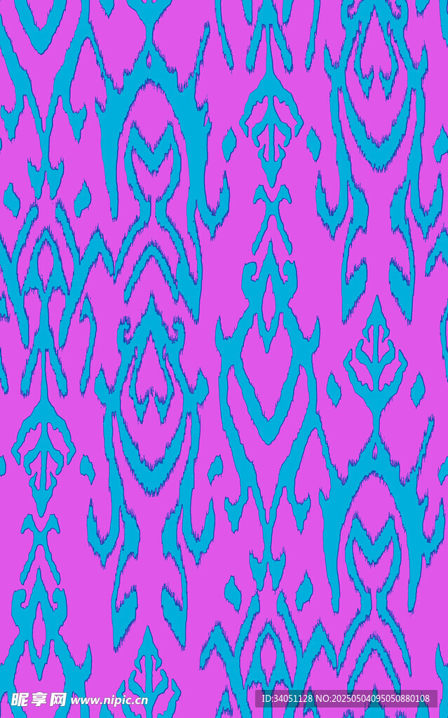民族风粉蓝交织几何花纹图案