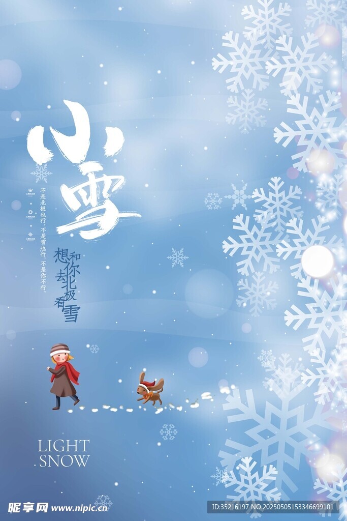 大气简约雪花小雪海报