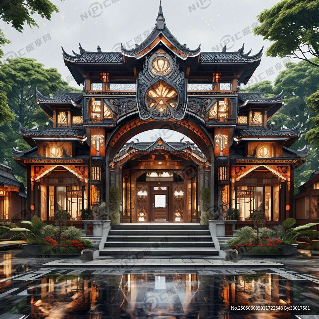 侗族风格 酒店招牌 效果图