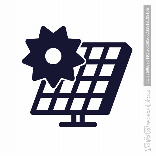 太阳能板与齿轮图标