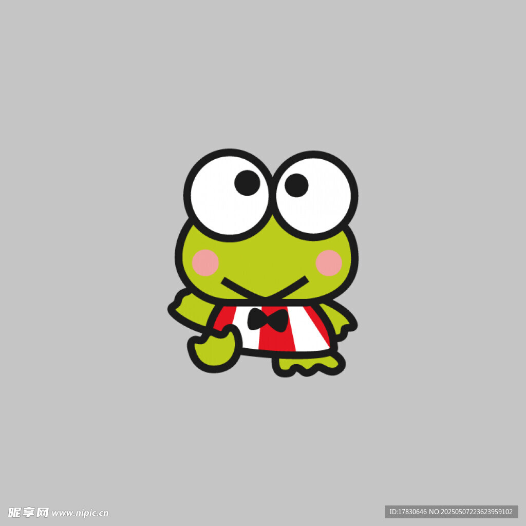 卡通青蛙持红白物品形象