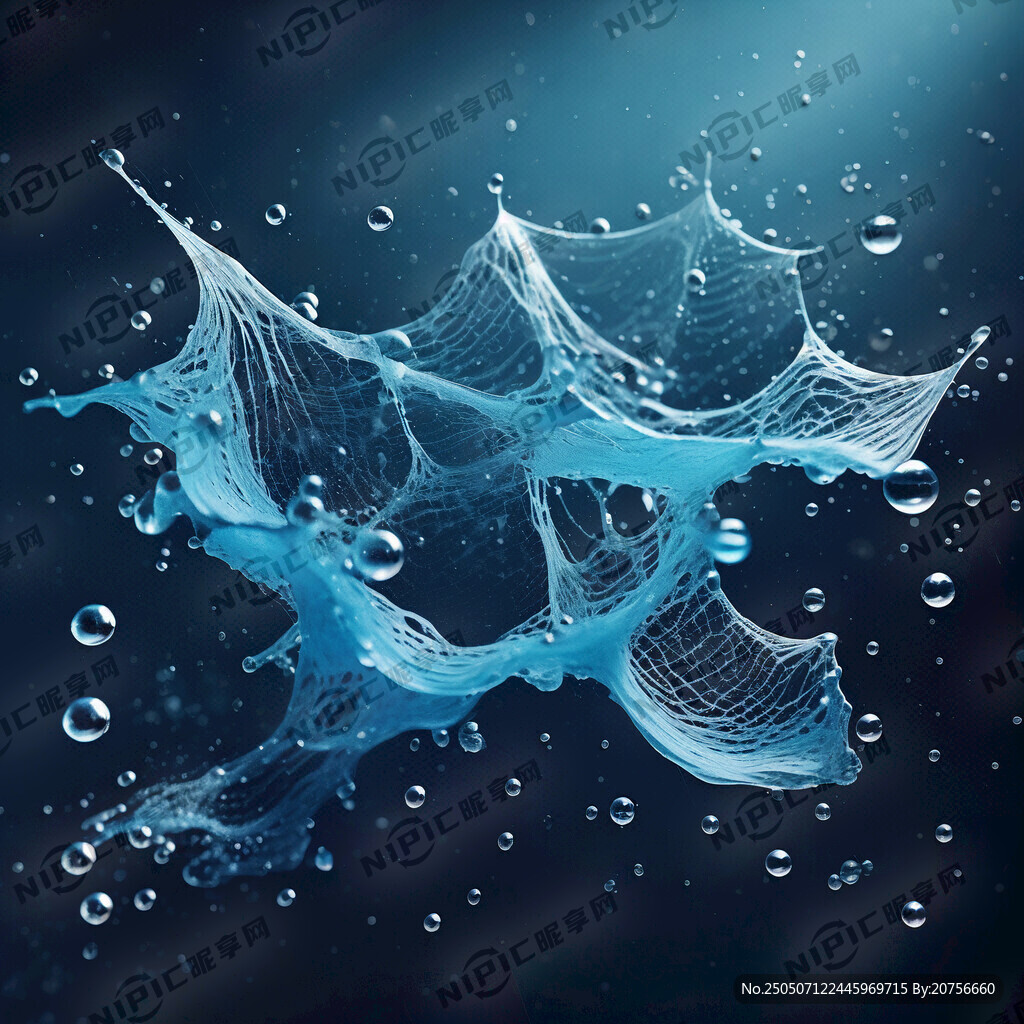 用水珠形态画出一张撒开的网