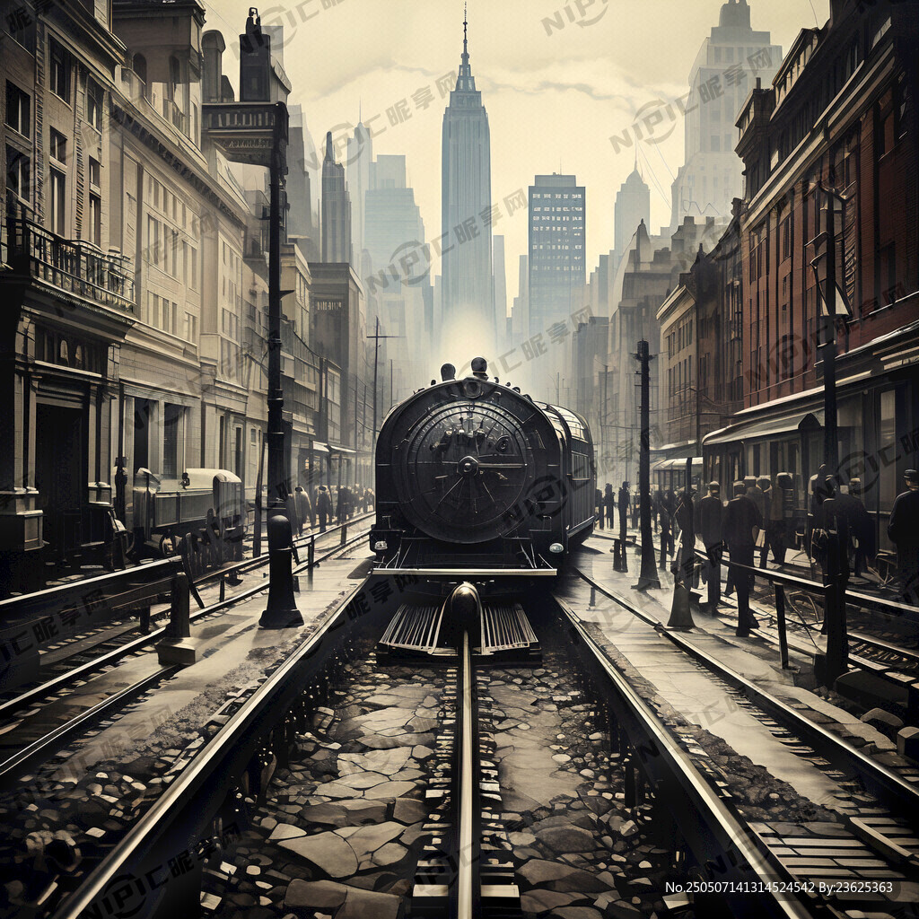 1935年纽约街景火车俯瞰