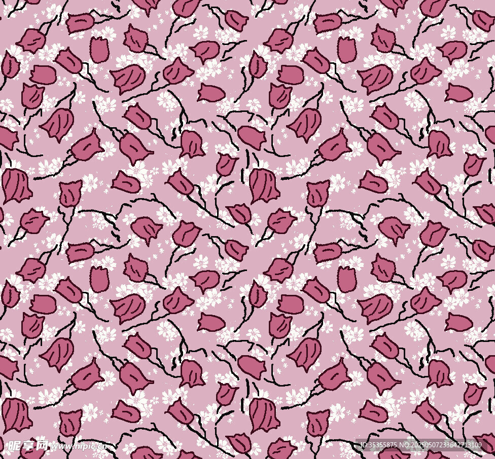 粉色爱心花卉图案纹理