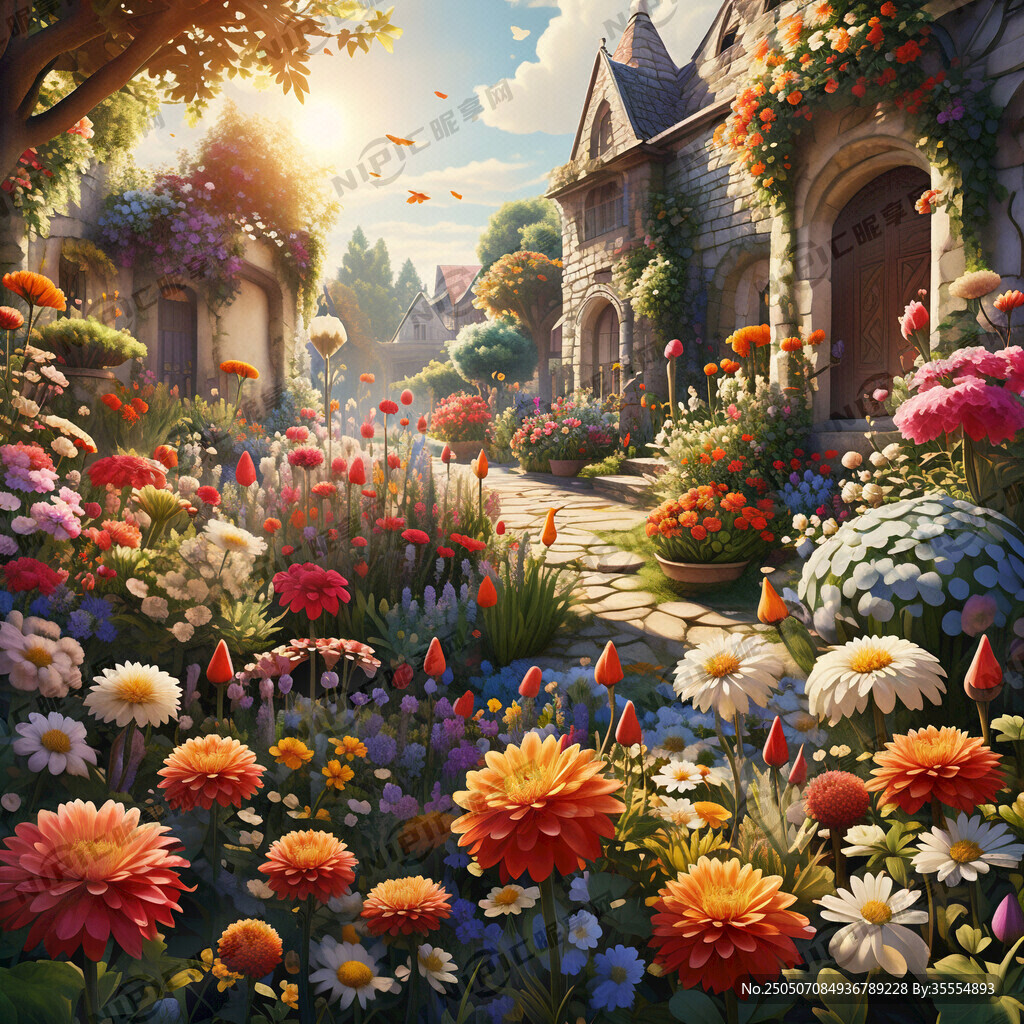 欧美小院鲜花盛开