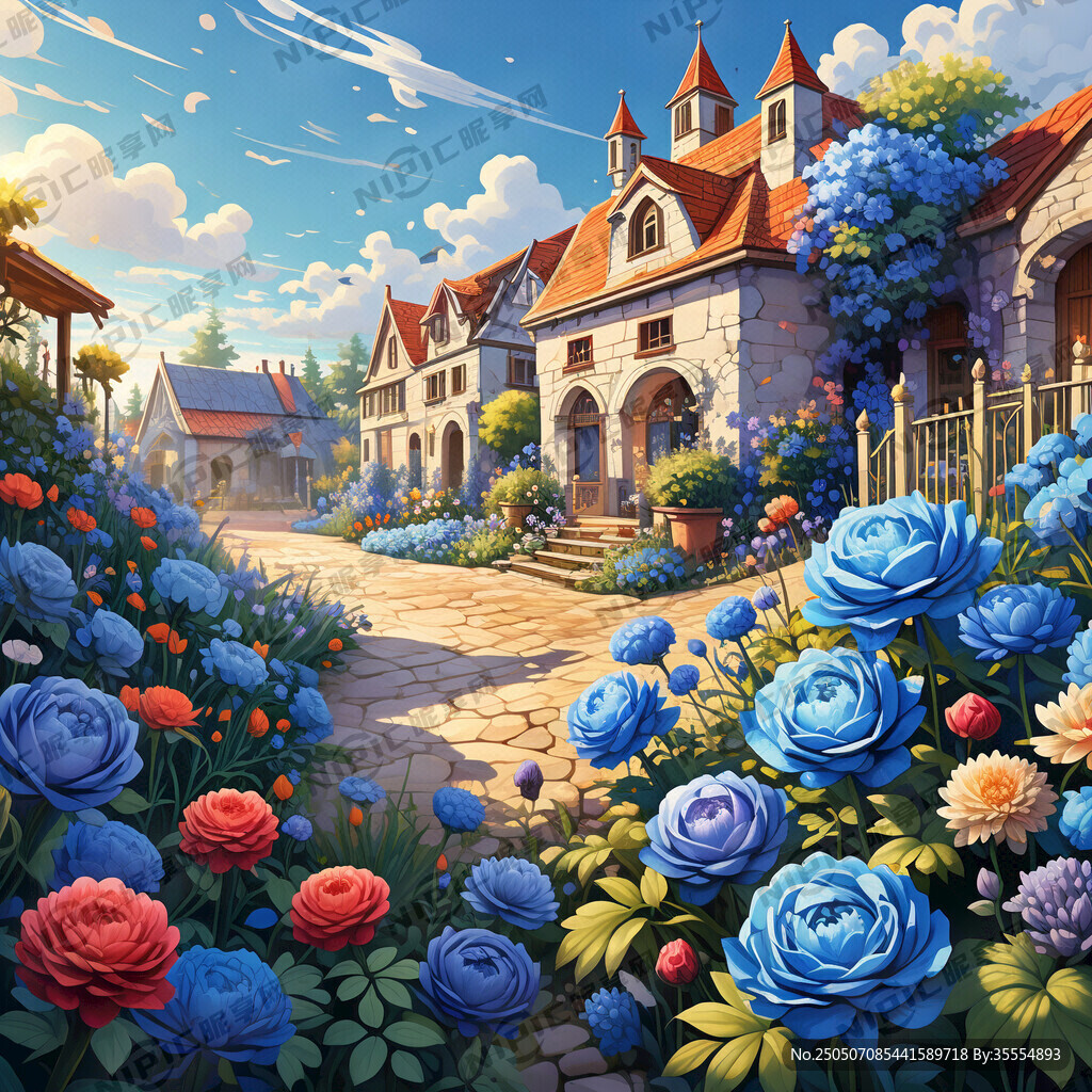 欧美小院鲜花盛开 不要红色花