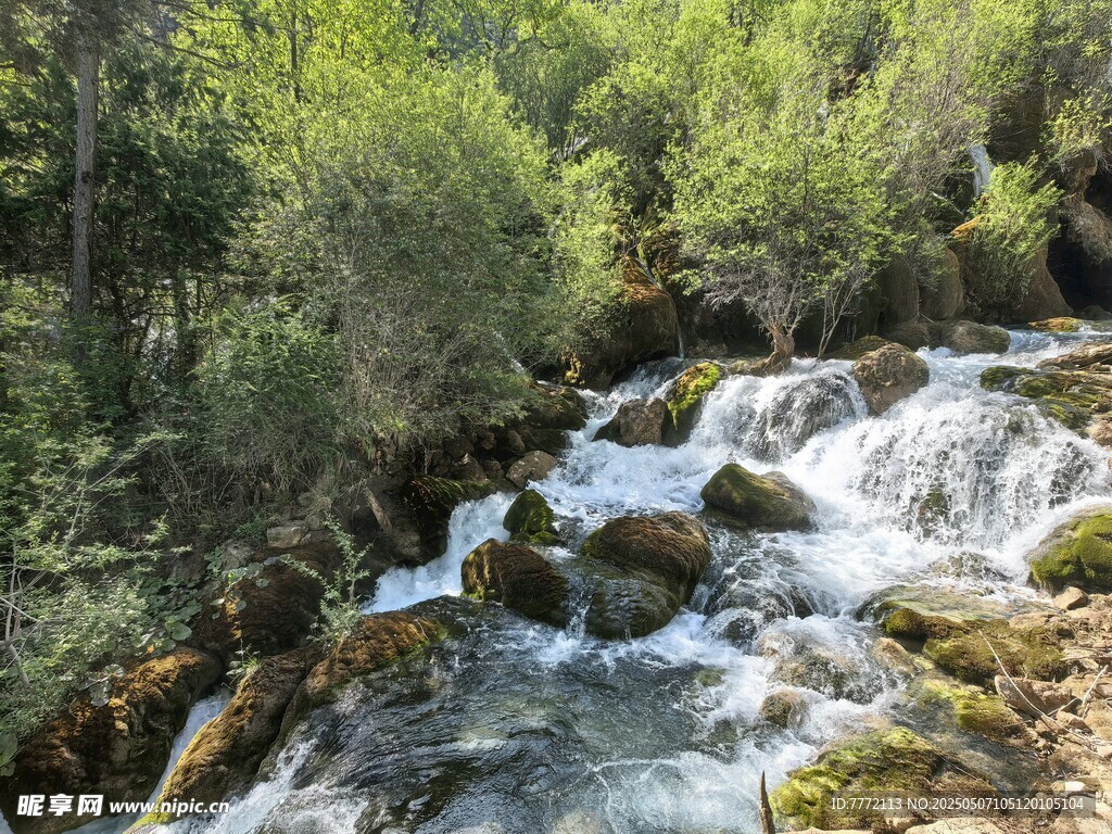 九寨沟 山间溪流潺潺的自然美景