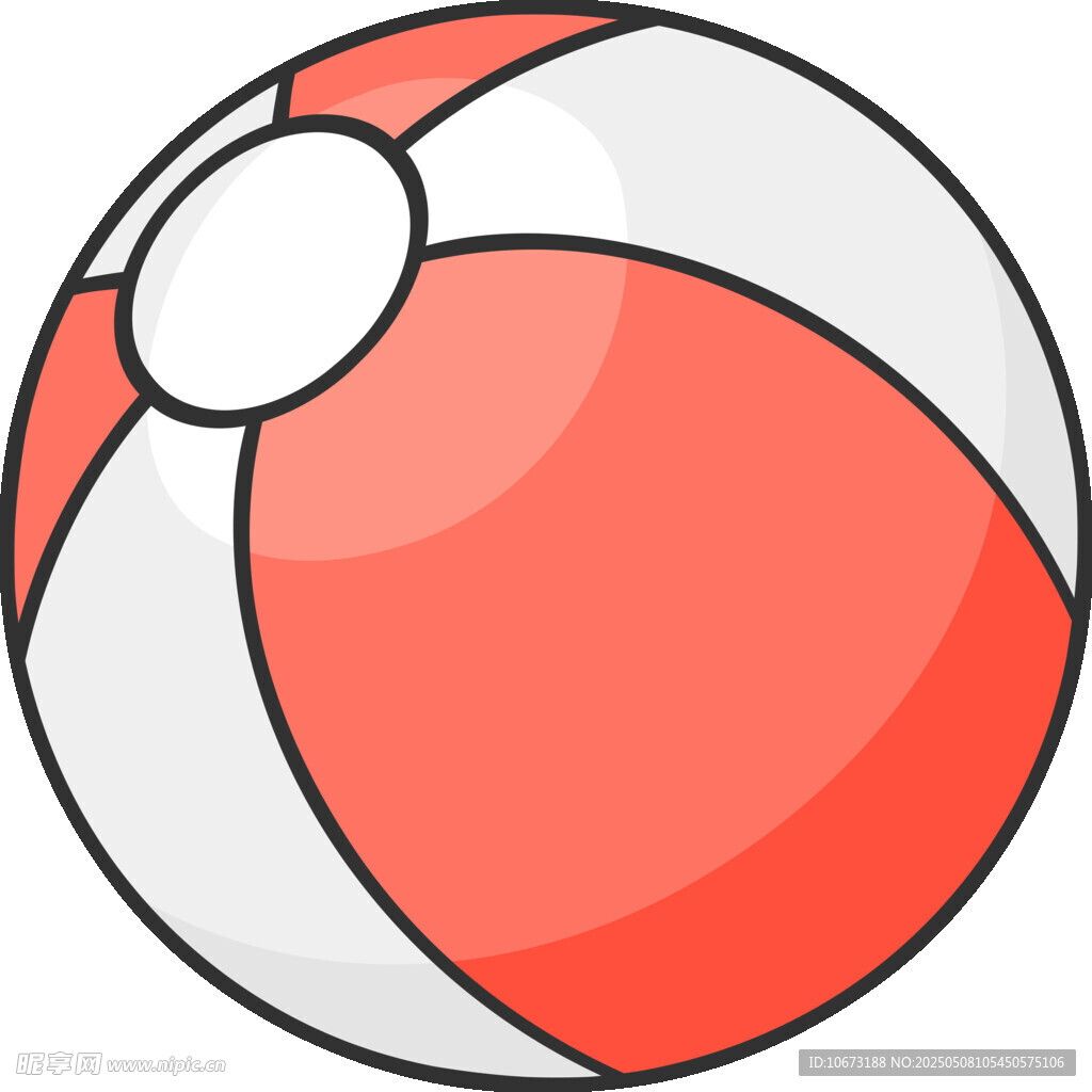 卡通红白沙滩球