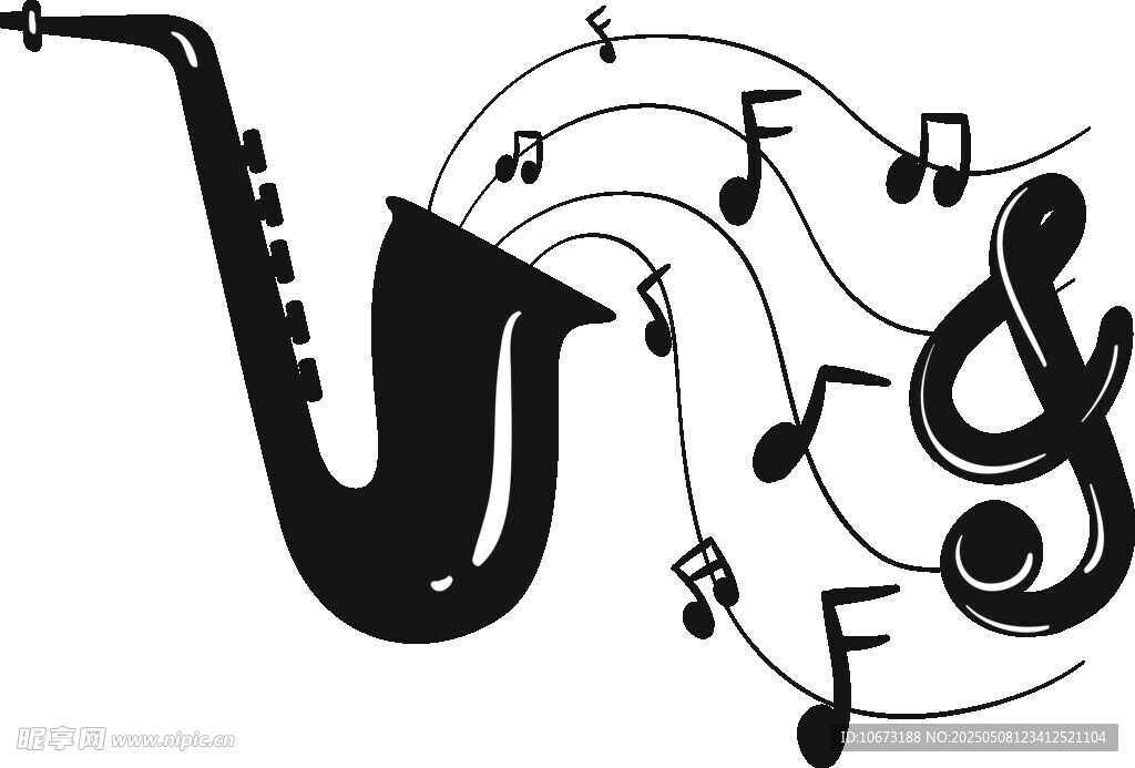 萨克斯与音符的音乐意象