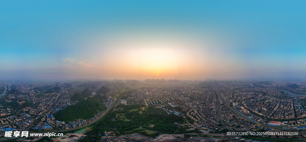 城市日出全景俯瞰图