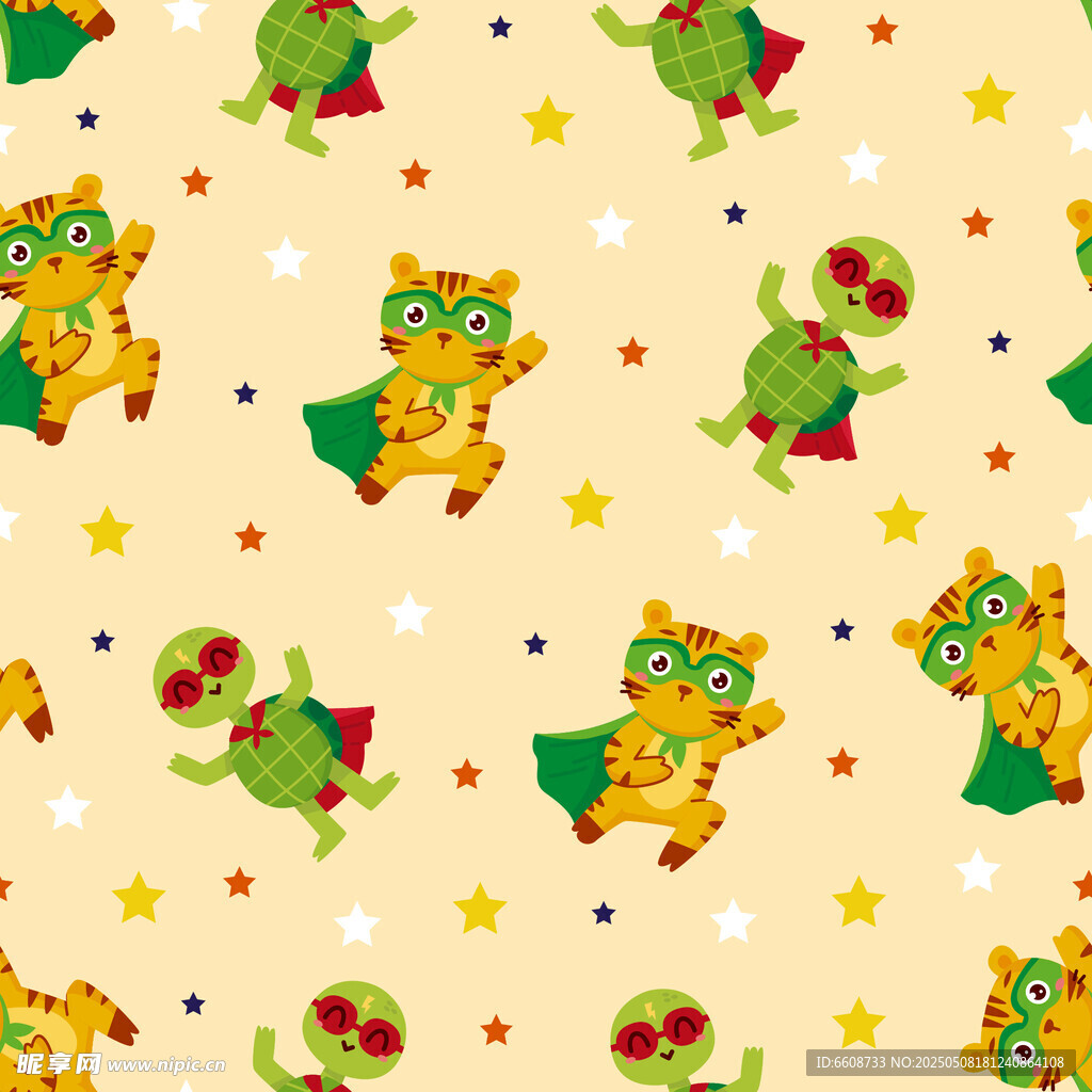 卡通动物英雄图案背景