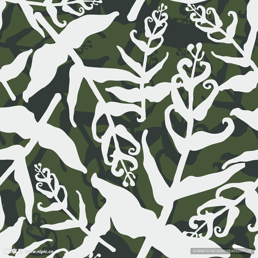 白色植物剪影图案纹理
