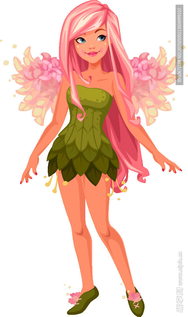 粉色长发的可爱花仙子