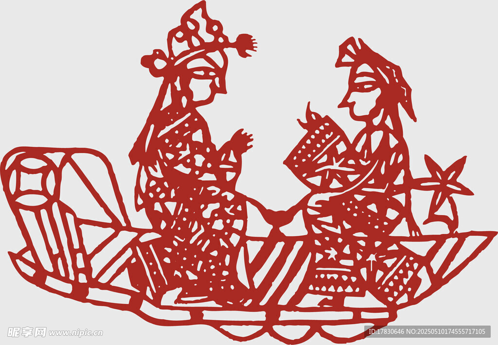 剪纸中的古代人物场景