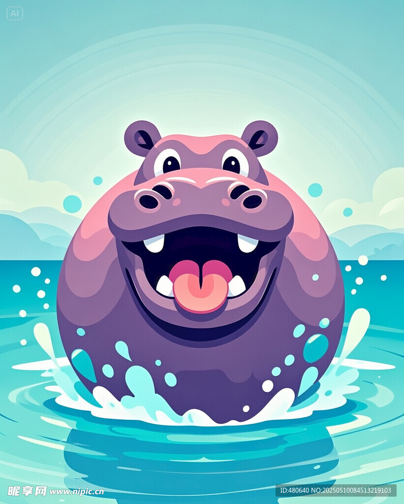 卡通河马抽象画