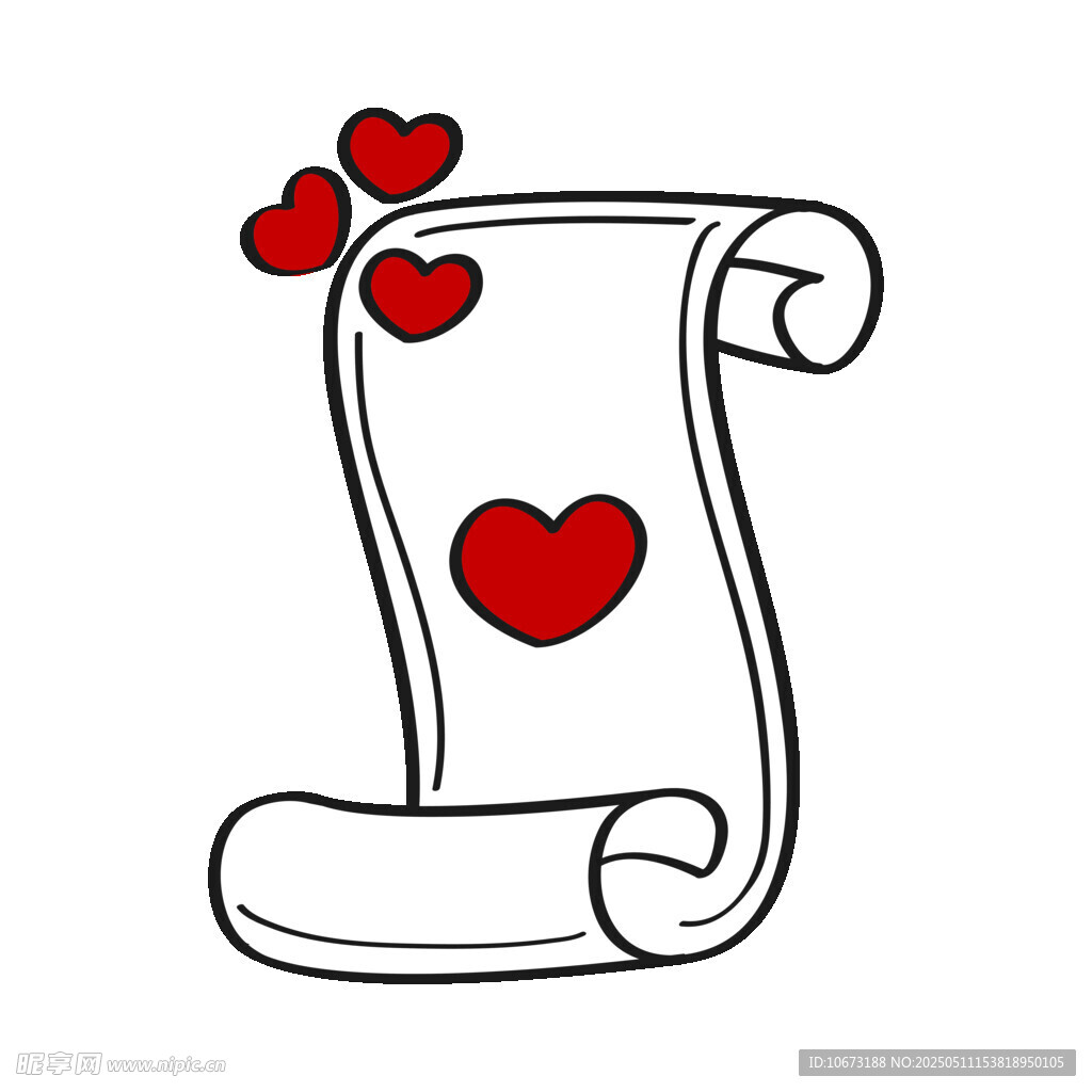 爱心卷轴插画