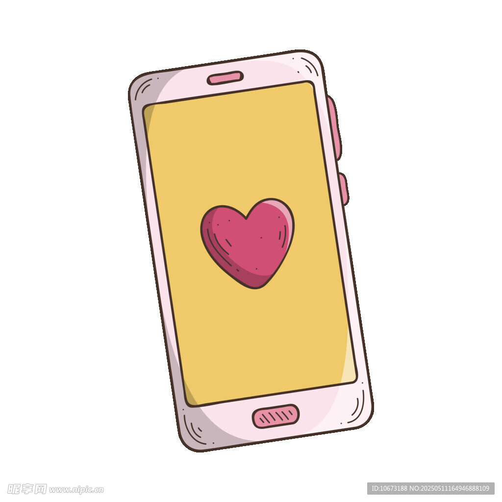 带爱心图案的智能手机