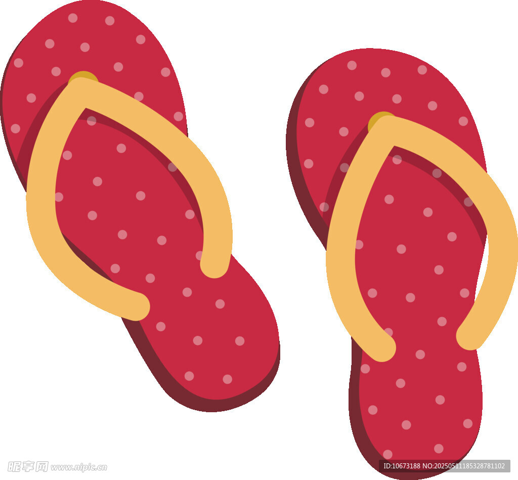红色波点人字拖