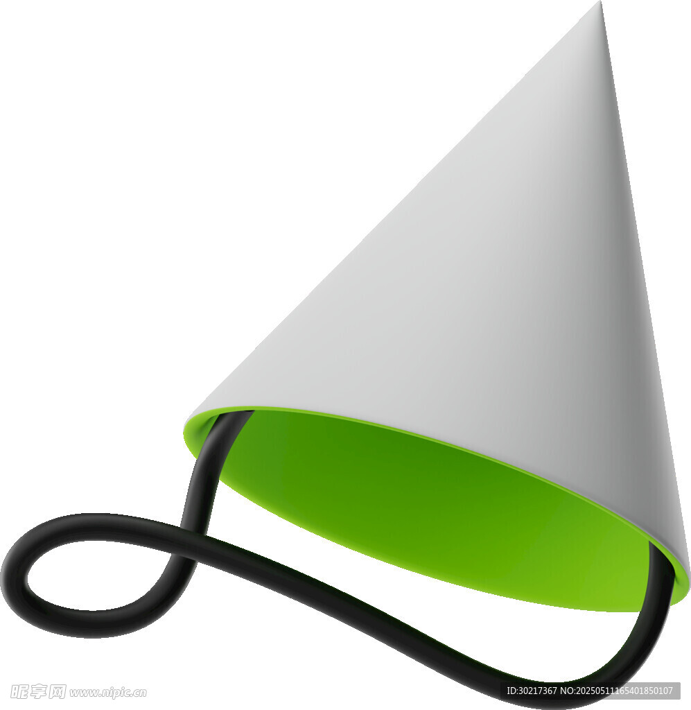 白色绿边锥形挂饰 3D图标