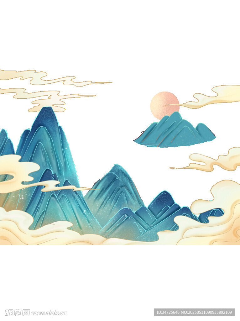 水墨山水云海日出美景