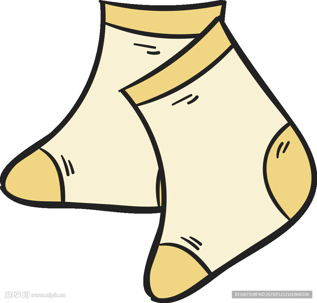 卡通风格的浅黄色袜子