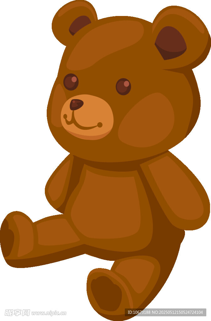 可爱棕色小熊坐姿插画