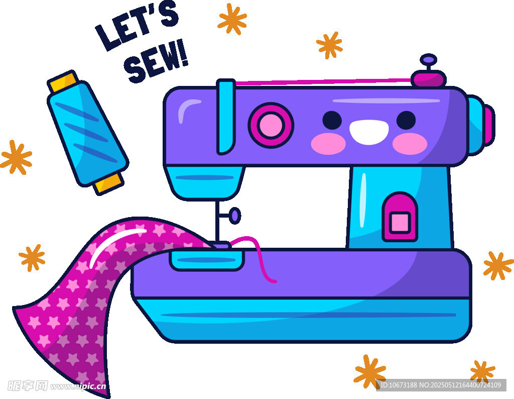 可爱缝纫机与缝纫元素