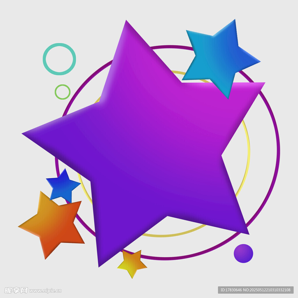 多彩五角星装饰图案
