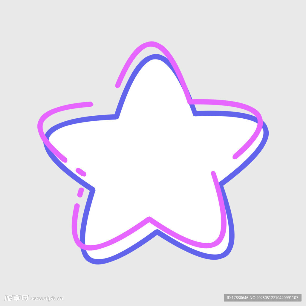 彩色线条勾勒的五角星