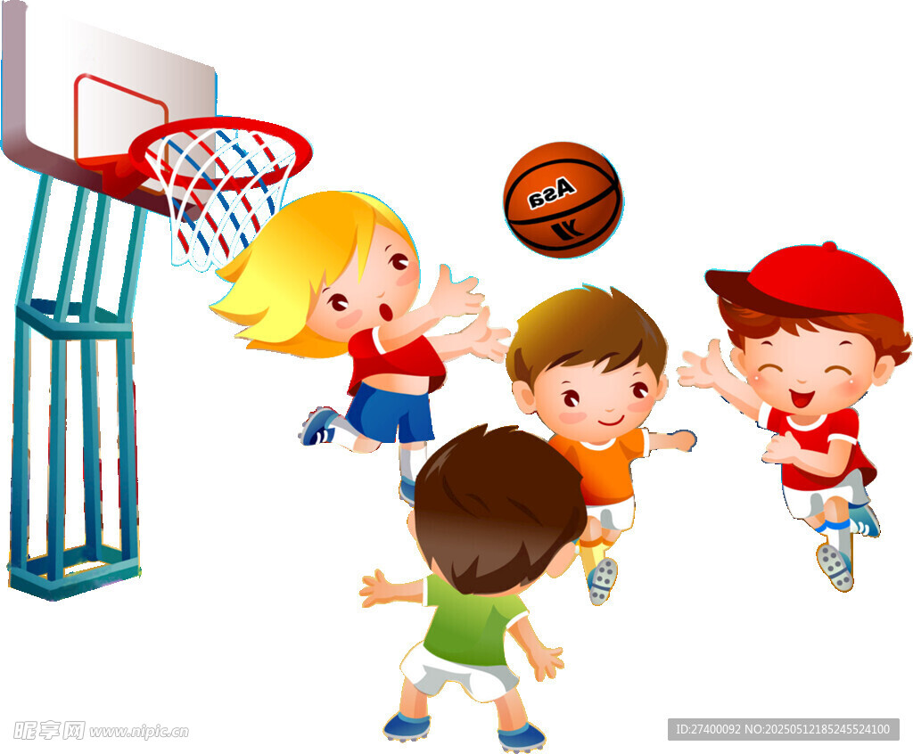 儿童欢乐打篮球场景
