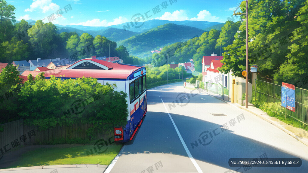 漫画风格乘坐公交车按顺序先下后