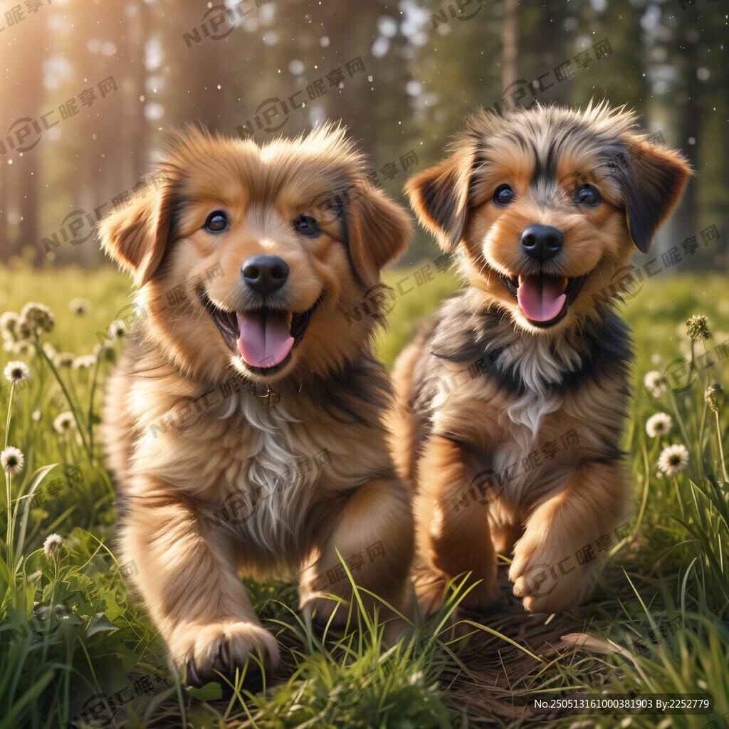 一只漂亮的大狗和2只可爱的小狗